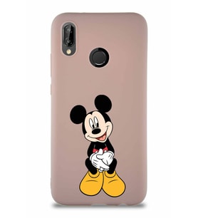 Huawei P20 Lite Soft Premier Kapak Mickey Mouse-A Tasarımlı Silikon Kılıf - Pudra (Şeffaf)