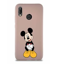 Huawei P20 Lite Soft Premier Kapak Mickey Mouse-A Tasarımlı Silikon Kılıf - Pudra (Şeffaf)