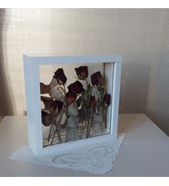 25x25 Cm Çift Yönlü Derin Gül Çerçevesi! Gelin Buketi Çerçevesi! Gül Saklama Kutusu (Beyaz)