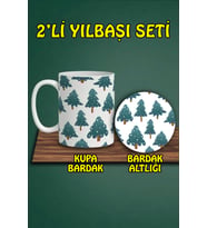 Yılbaşı Temalı Kupa ve Bardak Altlığı Seti