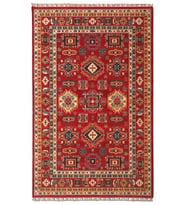 Kırmızı Halı Etnik Stil Geometrik Desenli Yumuşak Dokulu Salon Halısı Makine Dokuma
