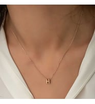 Gümüş Rose 3 Boyutlu H Harf Bayan Kolye
