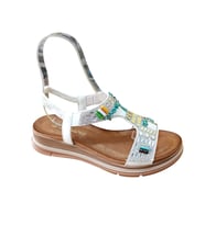 De Scarıo 2061 Kadın Taşlı Comfort Sandalet (Beyaz)