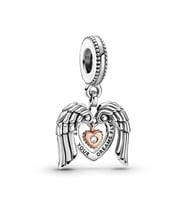 Nur Silver Melek Kanatları ve Kalp Sallantılı Gümüş Charm NUR-BL01995