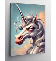 Kanvas Tablo Beyaz Unicorn Portresi