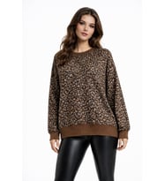 Kadın Yumoş Sıfıryaka Sweatshirt BGL-ST05318 (Kahverengi)
