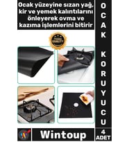 #Folyo Isıya Dayanıklı Kesilebilir Mutfak Yanmaz Yapışmaz Siyah Renk Ocak Koruyucu Folyo 4 Adet