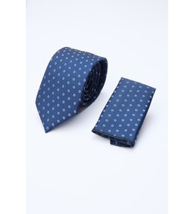 Lacivert-Mavi Desenli 7 Cm Kravat 1090260131