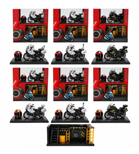 1:12 Sesli ve Işıklı Benelli Polis Die Cast Çek Bırak Motosiklet ve Tamir Atölyesi Seti adet fiyatıd