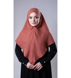 Kiremit Pratik Hazır Geçmeli Tesettür Eşarp Pamuk Caz Kumaş Tek Katlı Çapraz Hijab 2305_05