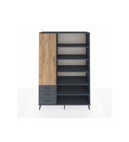 Hyperion Dolap 9 Raflı 3 Çekmeceli 3 Kapaklı 132x44x195 Antrasit-Çam/Antrasit