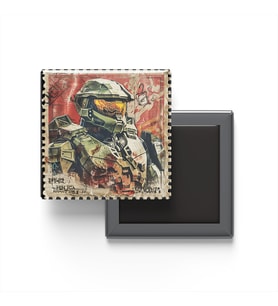 Master Chief - Baskılı Buzdolap Magneti Kare - 9x9 cm