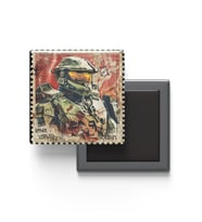Master Chief - Baskılı Buzdolap Magneti Kare - 9x9 cm