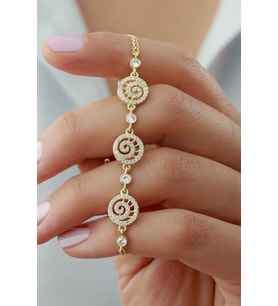 925 Ayar Gold Zirkon Taşlı Dönence Gümüş Bileklik