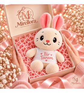 Mirellora Kişiye Özel Mesajlı Krem Peluş Tavşan