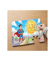 Sevimli Süper Kahraman Tasarımlı 24 Parça Ahşap Çocuk Puzzle