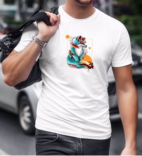 BK Gift Tilki Tasarımlı Beyaz T-Shirt-1