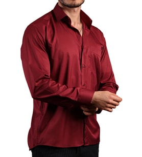 Bordo Rahat Kesim Micro Kumaş Kol Düğmeli Regular Fit Erkek Gömlek - 190-13