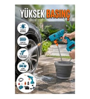 Şarjlı Yüksek Basınçlı Oto Yıkama Makinesi Çift Nozul Sulama Tabancası Köpük Hazneli