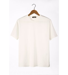 Erkek Bisiklet Yaka Oversize Rahat Kalıp Basic T-Shirt 22Y-3400761-1 Ekru