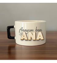 Anayım Ben Ana Baskılı Siyah Kulplu C Fincan
