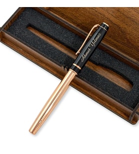 Kişiye İsme Özel Siyah Rose Gold Tükenmez Roller Kalem, İsimli İmza Kalemi (Siyah-Rose Gold)