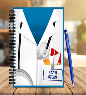 Doktorlara Özel Ahşap Defter Kalem Seti