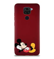 Xiaomi Redmi Note 9 Soft Premier Kapak Mickey Mouse-F Tasarımlı Silikon Kılıf - Mürdüm (Şeffaf)