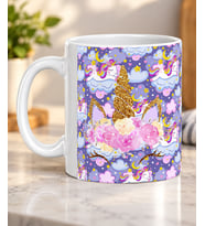 Kanatlı Unicorn ve Gökkuşağı Desenli Masalsı Çocuklara Hediye Porselen Kupa Bardak
