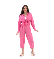 Krinkıl Kumaş Keten İkili Takım - Pembe