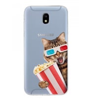 PrintiFy Samsung Galaxy J5 Pro ile Uyumlu 1mm Slim Fit Kedi 1 050b Baskılı Şeffaf  Kılıf