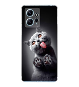 PrintiFy Xiaomi Redmi Note 12 4G ile Uyumlu 1mm Slim Fit Kedi 2 050c Baskılı Şeffaf  Kılıf