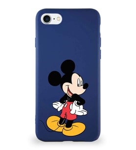 Apple iPhone SE 2022 Soft Premier Kapak Mickey Mouse-D Tasarımlı Silikon Kılıf - Lacivert (Şeffaf)