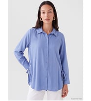 LCW EVERYDAY Mor Oversize Modal Karışımlı Kadın Gömlek Tunik