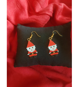 Miyuki Boncuk El Yapımı Noel Baba 2 Küpe Yılbaşı Christmas Noel