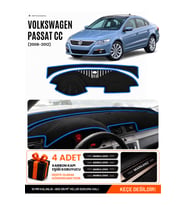 VOLKSWAGEN PASSAT CC (2008-2012) Uyumlu Torpido Örtüsü Torpido Kılıfı - Siyah Mavi