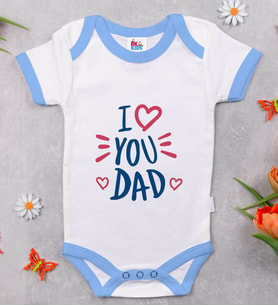 BK Kids I Love You Dad Tasarımlı Mavi Bebek Body Zıbın-1
