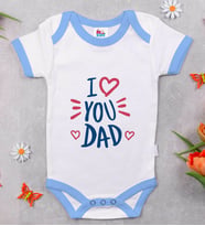 BK Kids I Love You Dad Tasarımlı Mavi Bebek Body Zıbın-1