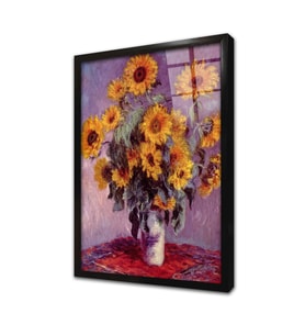 Monet Sunflowers Çerçeveli Cam Tablo