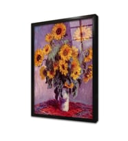 Monet Sunflowers Çerçeveli Cam Tablo