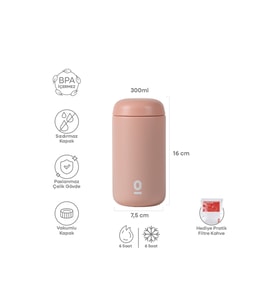 Pembe Paslanmaz Çelik Mini Mug Termos 300 ml  No:116