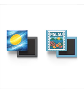Buzdolap Magnetleri - Palau Bayrağı ve Ngerulmud Posta Pulu Tema - 2'li Set Magneti