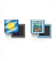 Buzdolap Magnetleri - Palau Bayrağı ve Ngerulmud Posta Pulu Tema - 2'li Set Magneti