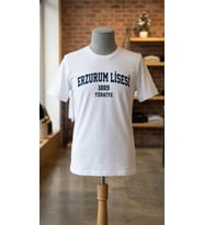 Okullara Özel Logolu Baskılı Öğrenci Tişörtü Toptan T-Shirt 10'lu Paket Kendin Tasarla Kişiye Özel (Beyaz)