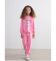 LCW Kids Pembe Baskılı Kız Çocuk Kalın Sweatshirt Ve Eşofman Alt 2'li