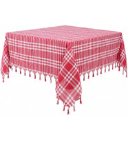 160 cm Kirmizi Kareli Masa Ortusu%100 Pamuk Piknik Ortusu, Klasik Sofra Ortusu (Kirmizi 160 x 160 cm)