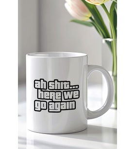 San Andreas Tasarımlı 330ml Baskılı Beyaz Seramik Kupa Bardak