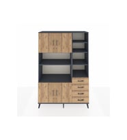 Hyperion Gardrop 9 Raflı 4 Çekmeceli 4 Kapaklı 132x44x195 Antrasit-Çam