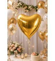 Folyo Balon Kalp Altın 24 İnç 60 cm Gold Doğum Günü Nişan Söz Düğün Parti Süsleme Dekor Balonu