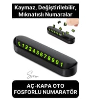 Premium Oto Araba Torpido Göğüs Üstü Araç İçi Fosforlu Telefon Numaratör Yazısı Aç Kapa Park Numara